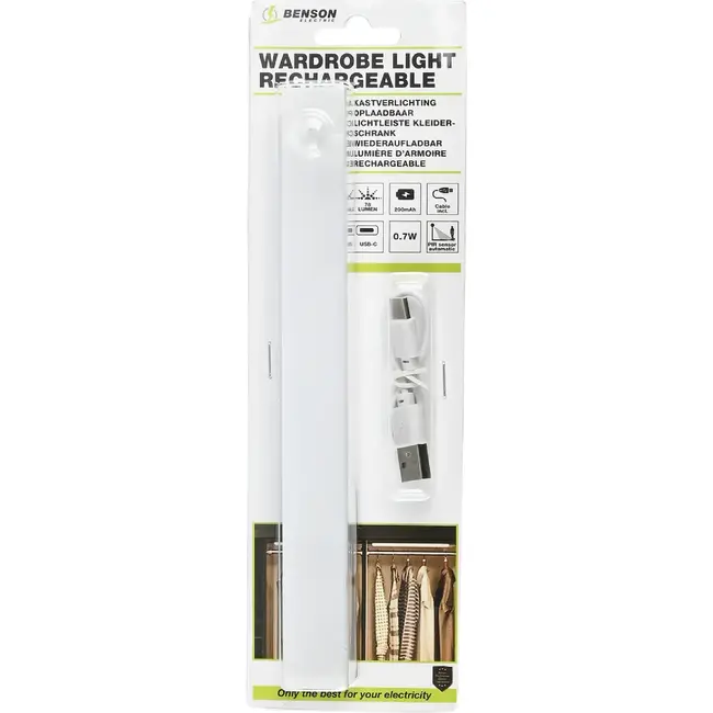 Benson Kastverlichting oplaadbaar met sensor - 20 cmx 2 cmx 2,2 cm - 0,7 W - 2 cm - 2,2 cm - 20 cm