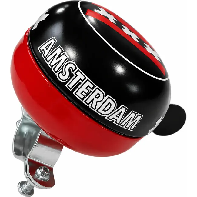 Falkx Fietsbel 60 mm zwart-rood - ding-dong uitvoering Amsterdam voor gebruik als fietsbel op fiets