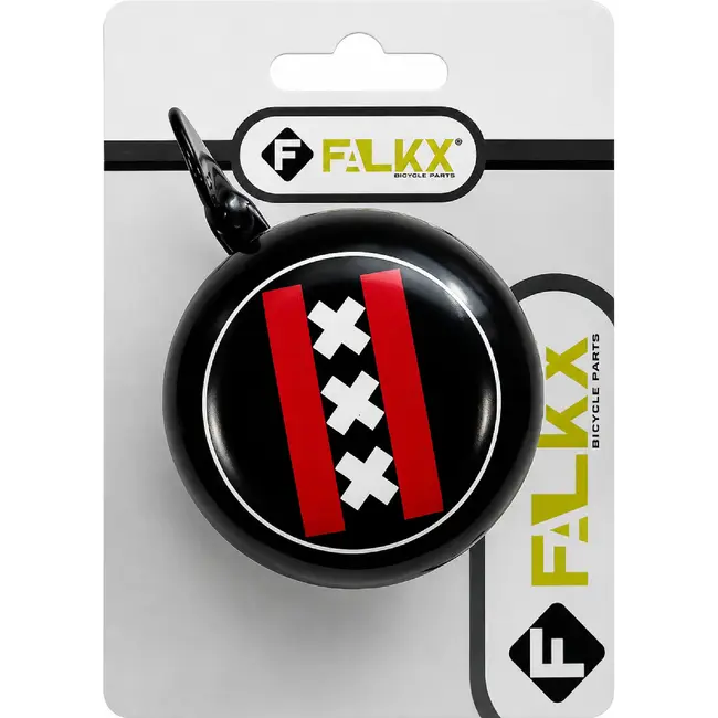 Falkx Fietsbel 60 mm zwart-rood - ding-dong uitvoering Amsterdam voor gebruik als fietsbel op fiets