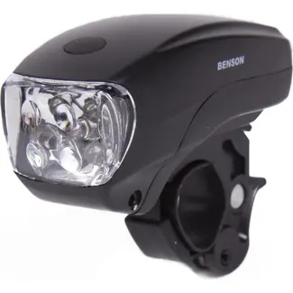 Benson Fietskoplamp - 5 LED's - Zwart - Inclusief Batterijen - 3 Verlichtingsstanden