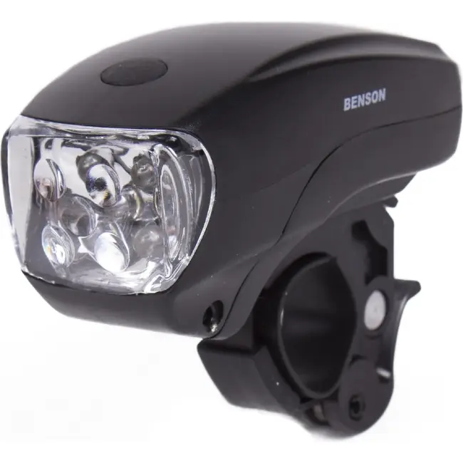 Benson Fietskoplamp - 5 LED's - Zwart - Inclusief Batterijen - 3 Verlichtingsstanden