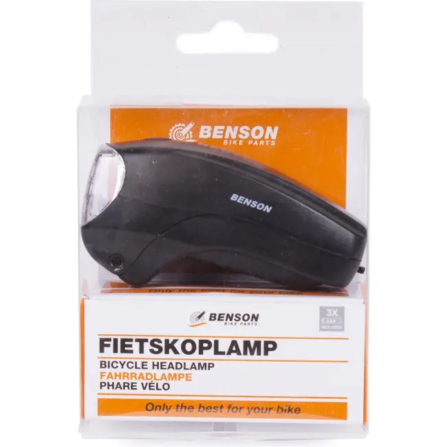 Benson Fietskoplamp - 5 LED's - Zwart - Inclusief Batterijen - 3 Verlichtingsstanden