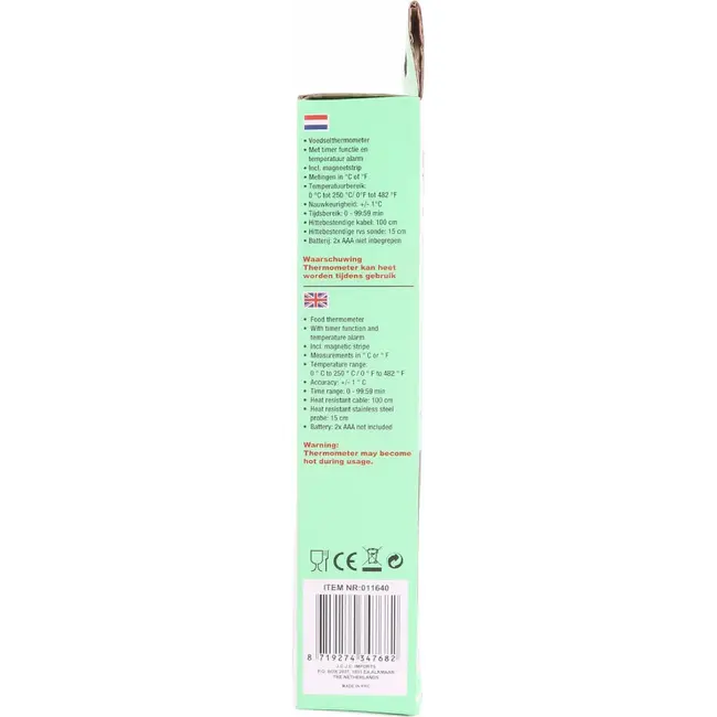 Benson Digitale braadthermometer - timer en alarm - nauwkeurige meting tot 250°C - roestvrijstalen sonde