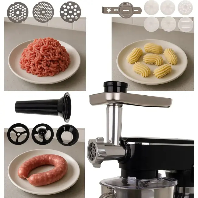 Ruhhy keukenmachine 6,2L verwarmde kom + blender 2300W – mixer, blender, vleesmolen en pastamaker