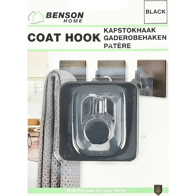 Benson Haak metaal zelfklevend zwart - 4,5x 4,5x 3 cm
