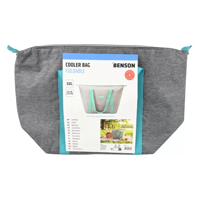 Benson Koeltas 32 liter grijs voor eten en drinken tijdens uitstapjes