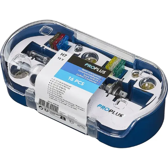 ProPlus Reservelampenset - 16-delig - Inclusief H7 lampen en zekeringen - Handige bewaarbox