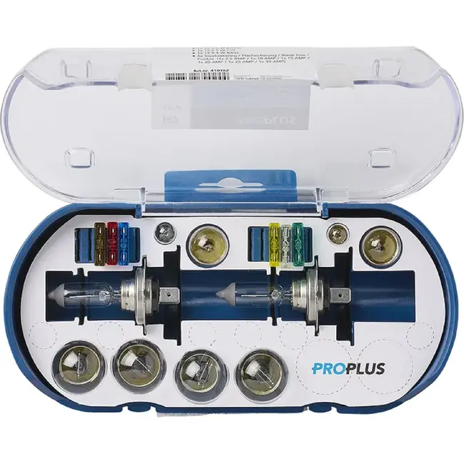 ProPlus Reservelampenset - 16-delig - Inclusief H7 lampen en zekeringen - Handige bewaarbox