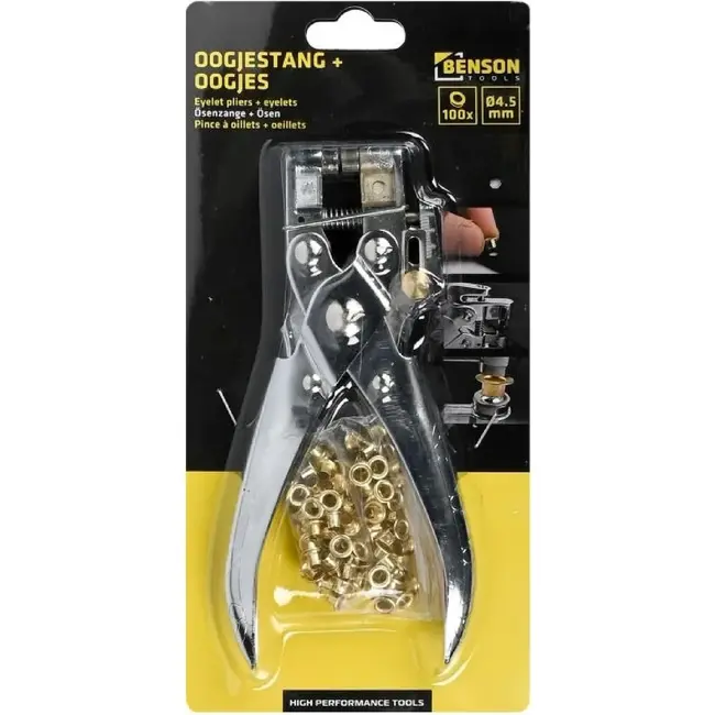 Benson Oogjestang set - 165 mm - Inclusief 100 oogjes - Voor leer en textiel