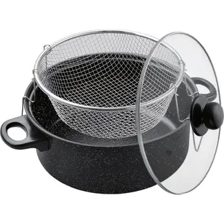 Benson Frituurpan met korf - Carbonstaal - Marmer coating - Ø 26 cm
