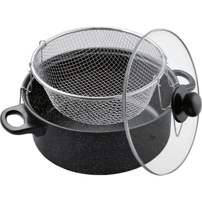 Benson Frituurpan met korf - Carbonstaal - Marmer coating - Ø 26 cm