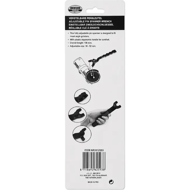 Benson Verstelbare pensleutel - ergonomische grip - 18-52 mm - staal