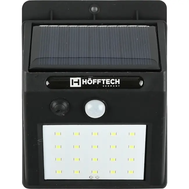 Hofftech Solar LED wandlamp - met PIR sensor - IP65 - weerbestendig - oplaadbaar