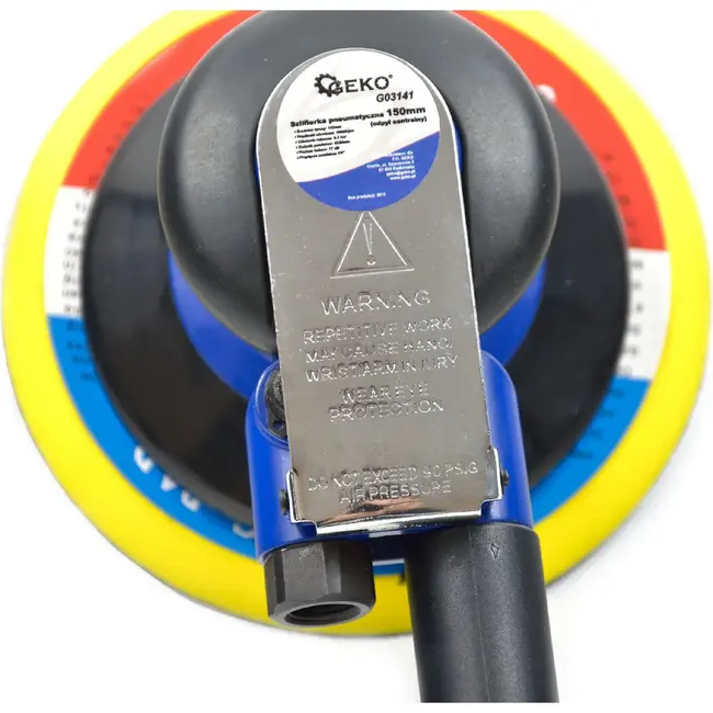 GEKO Pneumatische excentrische schuurmachine 150 mm met centrale stofafzuiging, 6,3 bar en 10.000 tpm inclusief accessoireset