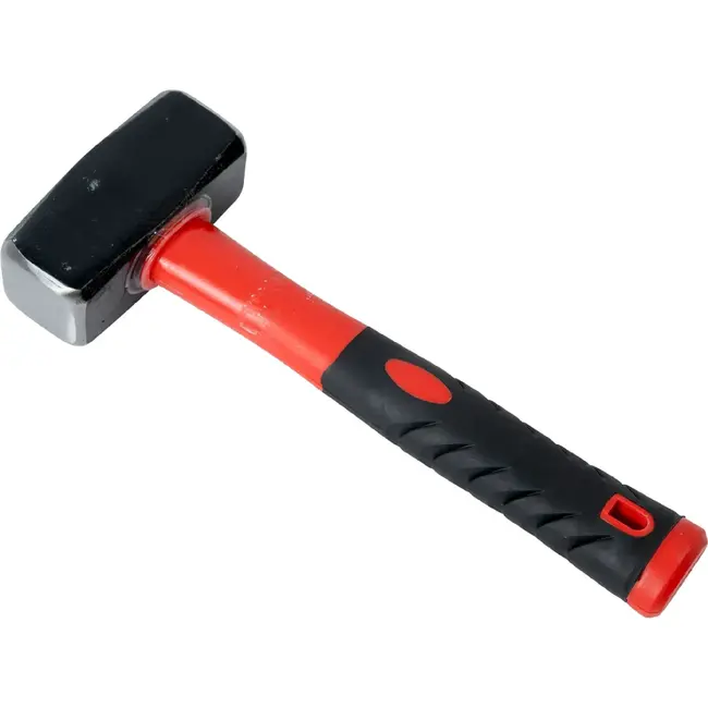 Hofftech Moker - Vuist - Glasvezel antislip steel - Gehard staal - 1 kg - Zwart/rood