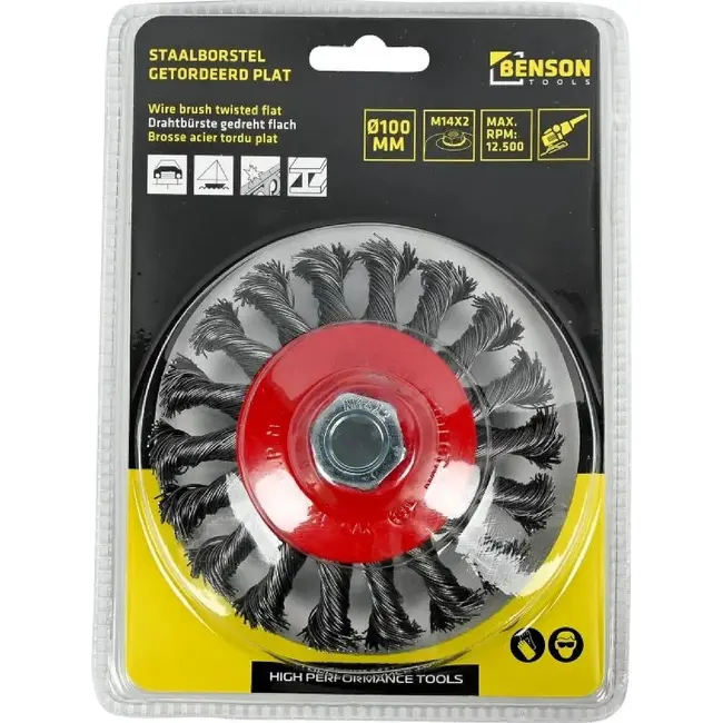 Benson Kegelborstel - Getordeerd Staal - 100 mm - M14 Aansluiting - Zware Reiniging