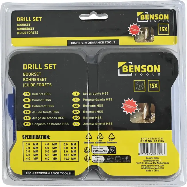 Steen- en betonborenset - 15-delig - 3 t/m 10 mm - Inclusief opbergcassette