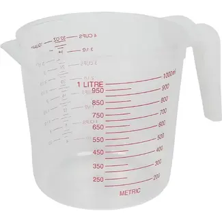Benson Transparante maatbeker - 1000 ml - plastic - stevige handgreep - vaatwasserbestendig