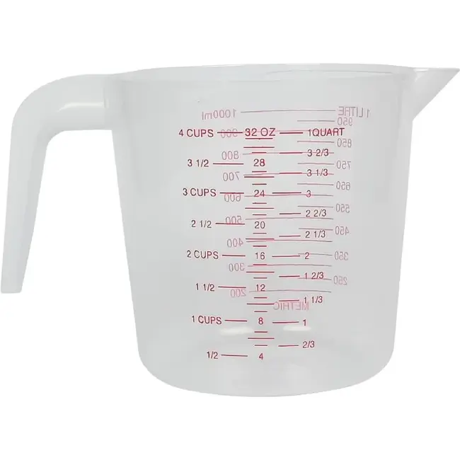 Benson Transparante maatbeker - 1000 ml - plastic - stevige handgreep - vaatwasserbestendig