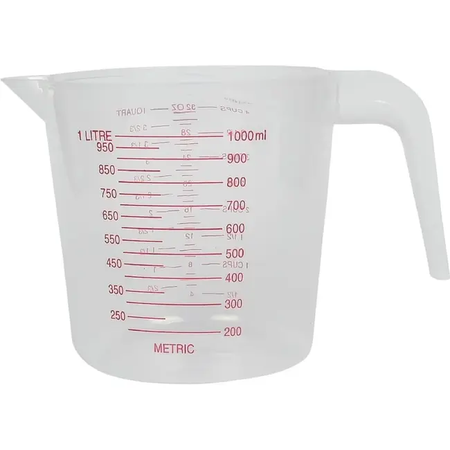 Benson Transparante maatbeker - 1000 ml - plastic - stevige handgreep - vaatwasserbestendig
