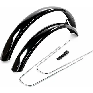 Amigo Spatbordset met stangen - 24 inch - metaal - zwart glans - superlicht en duurzaam