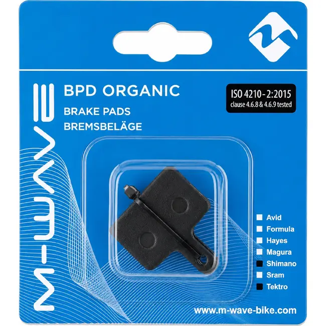M-Wave Organische schijfremblokken - Compatibel met Shimano, Tektro en Promax - Roestvrijstalen clip - Per paar
