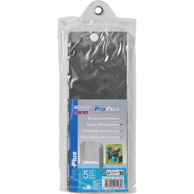 ProPlus Windvrij kookscherm - 5-delig - Inklapbaar - Aluminium - 49x26 cm