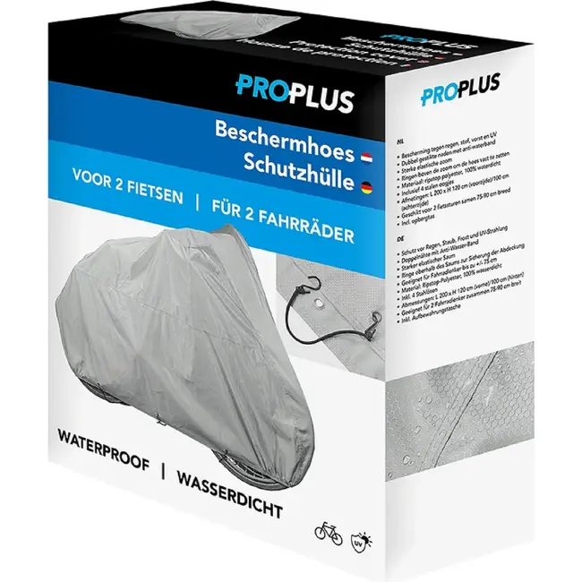ProPlus Fietshoes voor Twee Fietsen - 200 x 120 cm - Reflecterende Slotopeningen en Opbergtas