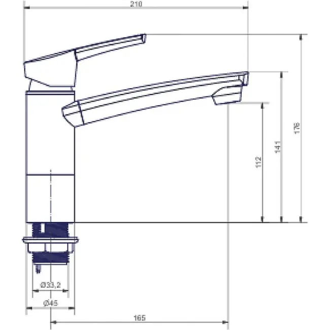 Eengreepsmengkraan Como 12V Ø33 mm chroom uitloop 145 mm