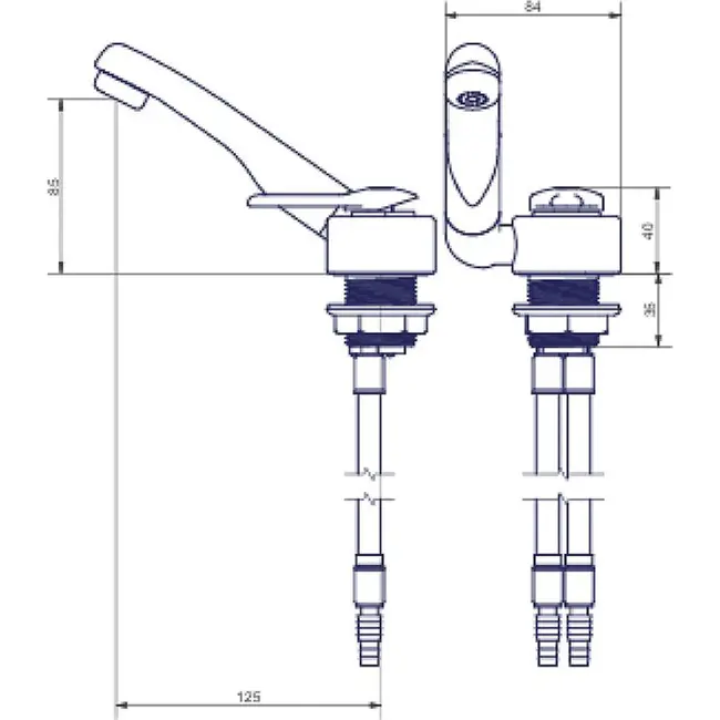 Eengreepsmengkraan Florenz 12V Ø33 mm chroom