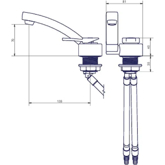 Eengreepsmengkraan Florenz Kompakt 12V Ø33 mm chroom