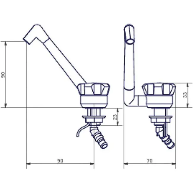Koudwaterkraan Nova super 12V Ø17 mm kunststof donker grijs