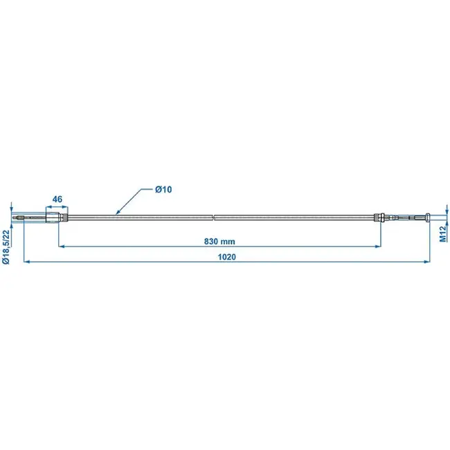 ProPlus Remkabel 830/1020 mm snelmontage Ø22 mm geschikt voor Knott
