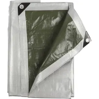 Talen Tools Afdekzeil 140gr/m2 3x5m - Weerbestendig, Grijs/Groen