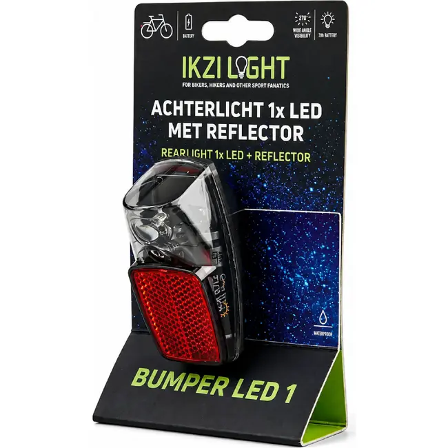 Ikzilight Achterlicht met krachtige LED en spatbordmontage - Zichtbaar tot 700 meter - Inclusief batterijen