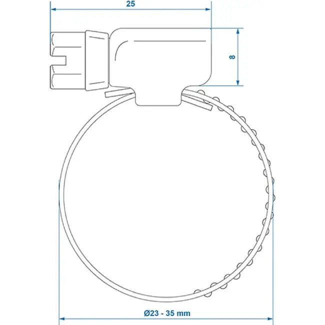 Proplus slangklem 23-35 mm van RVS AISI 316 A4 marinekwaliteit voor caravan, trailer, boot en industrie