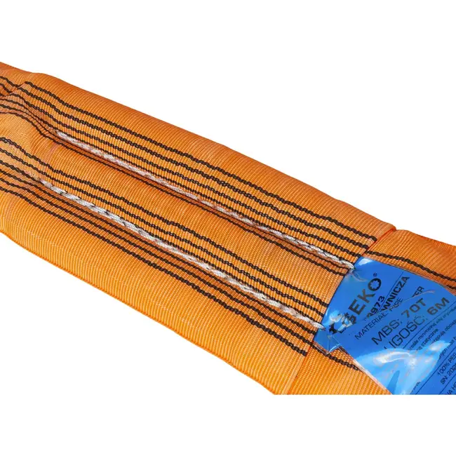 GEKO Sleepkabel 6 m van polyester met MBS 70 T en 100 mm breedte voor zware landbouwmachines