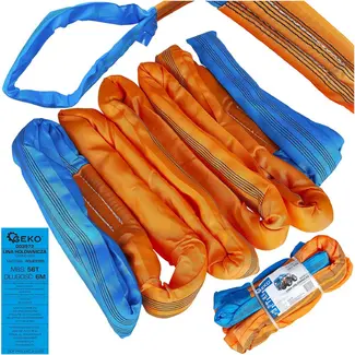 GEKO Sleepkabel 6 m van polyester met MBS 56 T en 90 mm breedte voor zware landbouwmachines