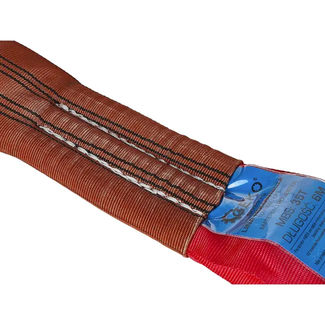 GEKO Sleepkabel 6 m van polyester met MBS 35 T en 75 mm breedte voor zware landbouwmachines