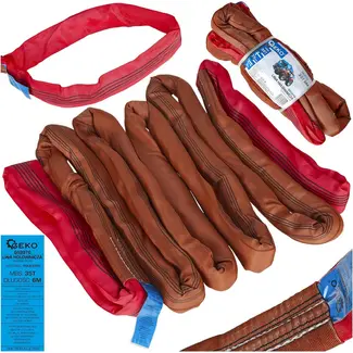 GEKO Sleepkabel 6 m van polyester met MBS 35 T en 75 mm breedte voor zware landbouwmachines