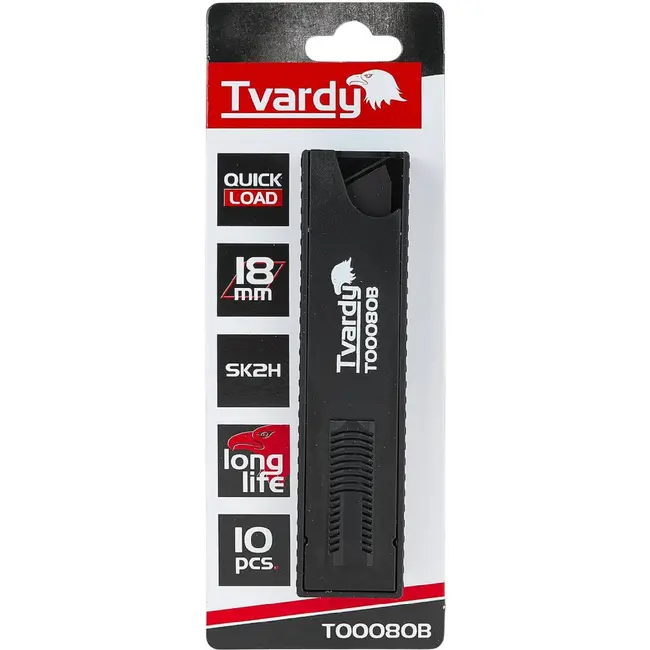 Tvardy Afbreekmesjes 18 mm SK2H 100 x 18 x 0,5 mm - 10 stuks met praktische snelvuldispenser