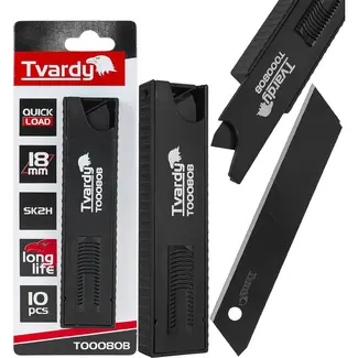 Tvardy Afbreekmesjes 18 mm SK2H 100 x 18 x 0,5 mm - 10 stuks met praktische snelvuldispensers. in quick-load dispenser