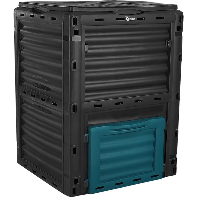 GEKO Compostbak 300 l zwart met UV-bestendig kunststof, ventilatie en praktische onderklep