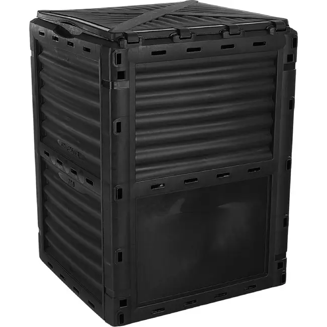 GEKO Compostbak 300 l zwart met UV-bestendig kunststof, ventilatie en praktische onderklep