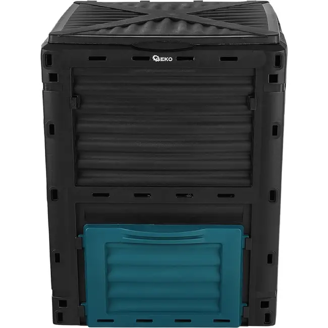 GEKO Compostbak 300 l zwart met UV-bestendig kunststof, ventilatie en praktische onderklep