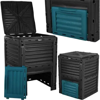 GEKO Compostbak 300 l zwart met UV-bestendig kunststof, ventilatie en praktische onderklep