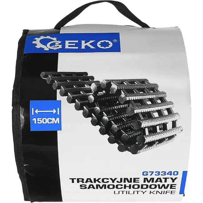 GEKO Tractiemat auto 150 x 22 cm van TPR met stalen kabel en handige opbergtas voor terrein