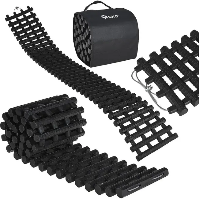 GEKO Tractiemat auto 150 x 22 cm van TPR met stalen kabel en handige opbergtas voor terrein