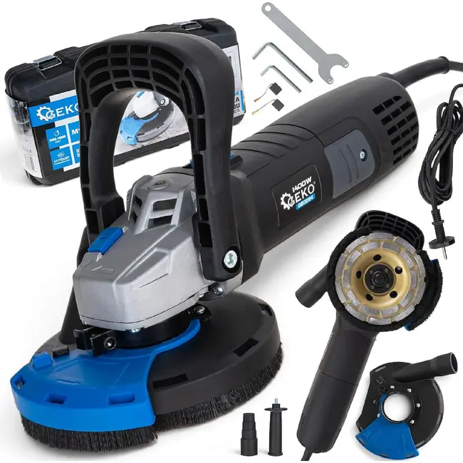 GEKO Betonschuurmachine 1400 W met 125 mm schijf, regelbaar toerental en handige stofafzuiging