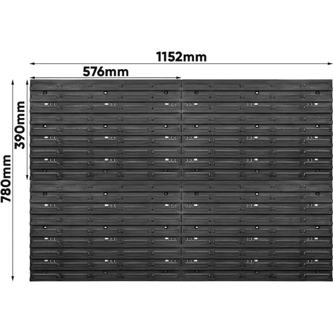 GEKO Modulaire gereedschapswand 1152 x 780 mm met 4 panelen, 65 accessoires en 32 opbergbakken